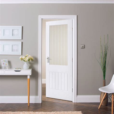Liberty Doors Internal White Primed Cottage 1l Etched Lined Clear Glass