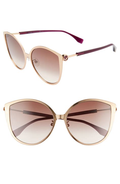 Womens Fendi 60mm Special Fit Cat Eye Sunglasses Gold Copp Brown Gradient Fashion Gone Rogue