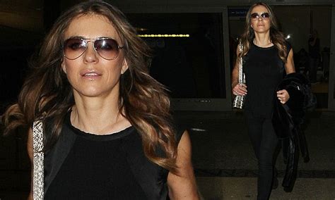 Liz Hurley Cuts A Chic Figure In All Black At Lax Daily Mail Online