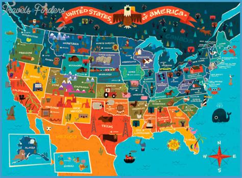 Detailed Kids Major Tourist Attractions Map Of The Us