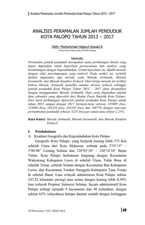 Pertambahan penduduk warga emas kekal meningkat sebanyak 0.2 unjuran ke arah negara tua pada tahun 2030 apabila sejumlah 15 peratus (15%) daripada. (PDF) Analisis Peramalan Jumlah Penduduk Kota Palopo Tahun ...