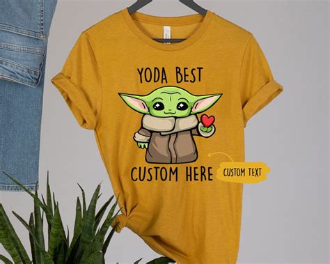 Personalize Yoda Best Shirt Cute Baby Yoda With Heart Star Etsy