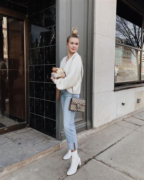 White Ankle Boots Block Heel White Ankle Boots White Sweater Top