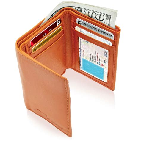 access denied genuine leather trifold wallets for men mens trifold wallet with id window