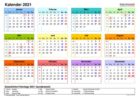 Kalender 2021 Deutsch