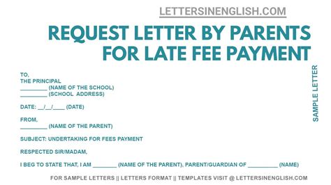 Late Fee Payment Letter To Principal Letter To Principal For Late Fee Submission From Parents