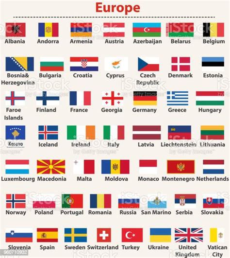 Vector Set Of European Flags Arranged In Alphabetical Order Stock