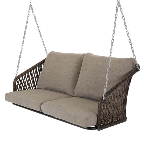 Mainstays Battle Creek Outdoor Wicker Porch Swing With Cushions
