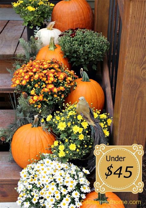 Rust Colored Fall Porch Decor With Pumpkin And Flowers 13 Diy Fall