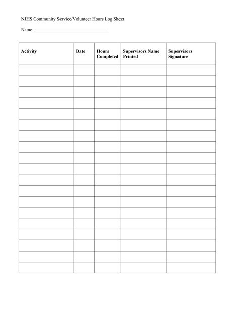 Free Blank Log Sheet Templates 50 Printable Log Sheet Templates