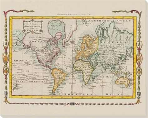 New And Complete Mercator Chart Of The World Map Canvas Giclee Print
