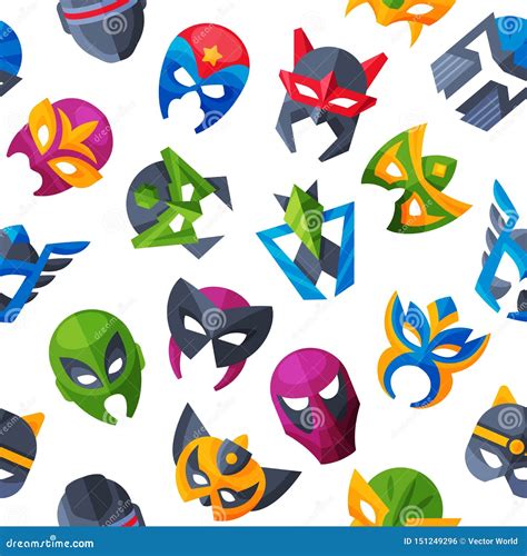 Hero Mask Vector Face Masque And Masking Cartoon Character Illustration