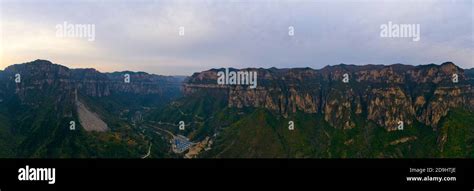 An Aerial View Of Taihang Mountains A Chinese Mountain Range Running