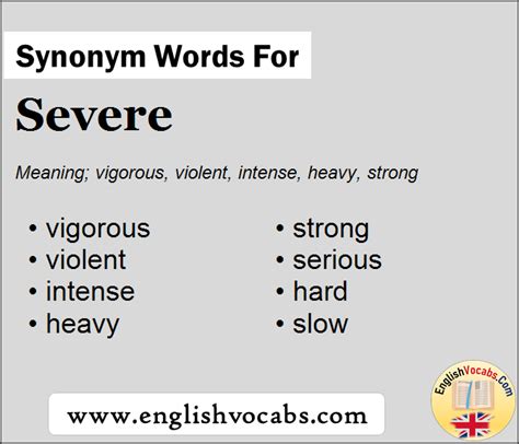 Synonym For Severe What Is Synonym Word Severe English Vocabs