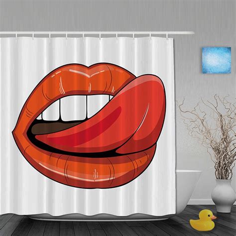 Personalized Sexy Lip Bathroom Shower Curtains Funny Shower Curtain Waterproof Polyester Fabric