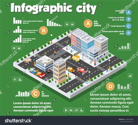 Isometric City Map Industry Infographic Set Royalty Free Stock
