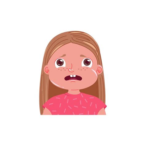 Little Girl Cute Is Afraid Scared Emotion Child Vector Cartoon