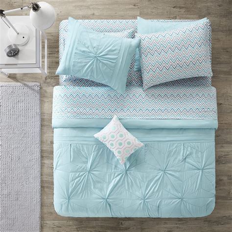 Intelligent Design Toren Comforter Set Twin Size Bed In A Bag Aqua