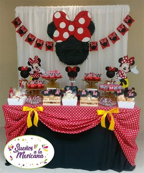 La mejor tienda online para fiestas y todo tipo de eventos. Decoracion de mesa de dulces ee minnie roja | Mesas de ...