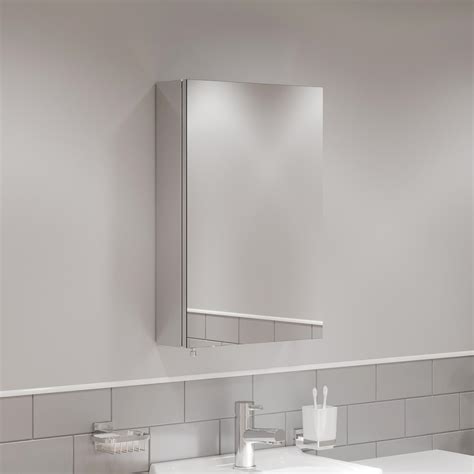 Single Door Bathroom Mirror Cabinet Cupboard Stainless Steel Wall