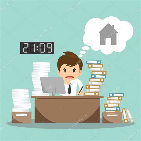 Businessman Hard Work On Office Vector Illustration Stock Vector Image