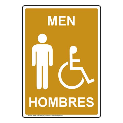 Men Hombres Sign With Symbol Rrbp 7050 Whtongld Restrooms