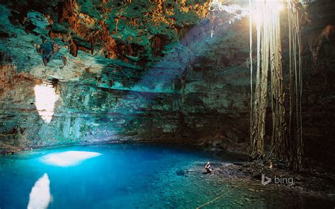 Hd Wallpaper Mexico Cenote Ik Kil Yucatan Peninsula Maya Chichen