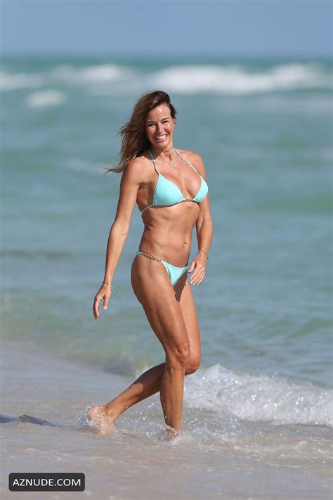 Kelly Bensimon Sexy In An Elizabeth Hurley Swim Sea Green Bikini On New