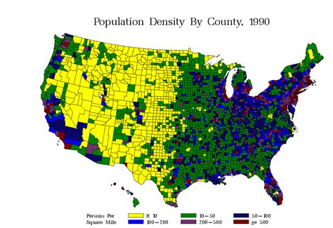 Us Map By Population Density Map