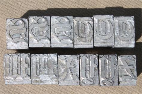 Old english font capital letters. antique metal letterpress type, printer's capital letters ...