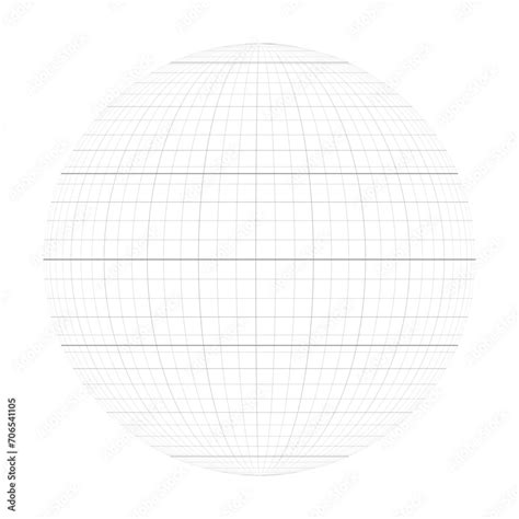 Earth Planet Globe Grid Of Meridians And Parallels Or Latitude And