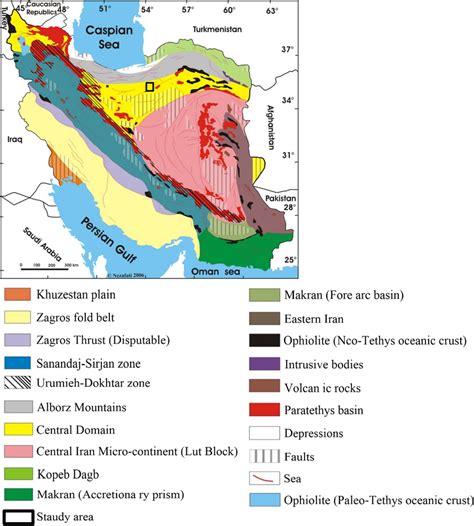 The Simplified Geologic Map Of Iran In Which The Geographic Location Of