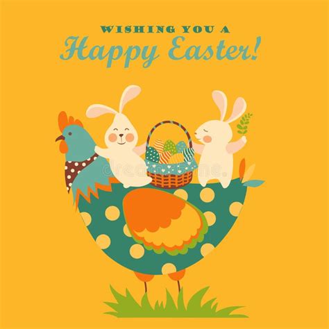 Bunnieschicken And Easter Eggs Stock Vector Illustration Of Cute