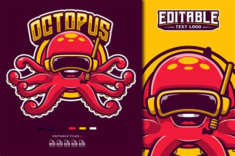 Octopus Mascot Template Logo Illustrator Templates ~ Creative Market
