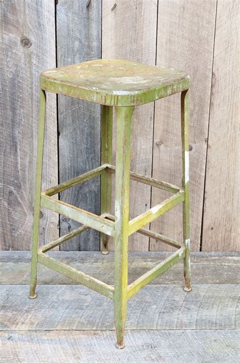Video for the metal bar stools before painting from factory. Vintage Green Metal Stool Square 30" Counter Bar Stool ...