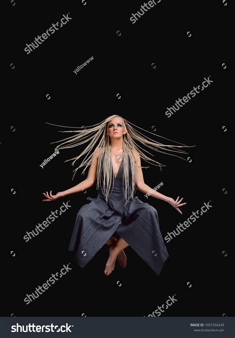 Young Woman Yogi Levitation Meditation Concept Stock Photo 1057334243