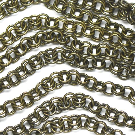 Antique Brass 4mm Double Cable Chain Sold By The Foot At Chainologie