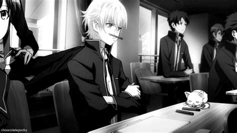 Share the best gifs now >>>. cat cute Black and White anime white pencil school k ...