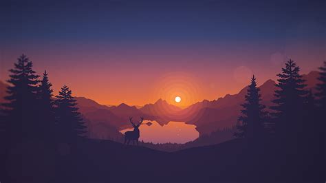 Hd Wallpaper Lakeside Sunset Gradient Firewatch Landscape 4k