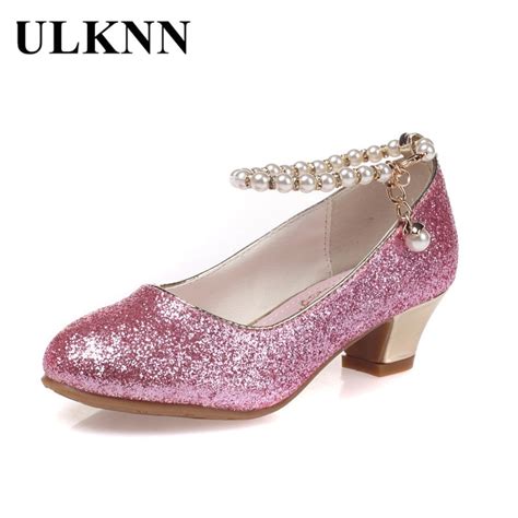 Ulknn Shoes Girls Princess Sandals Wedding High Heel