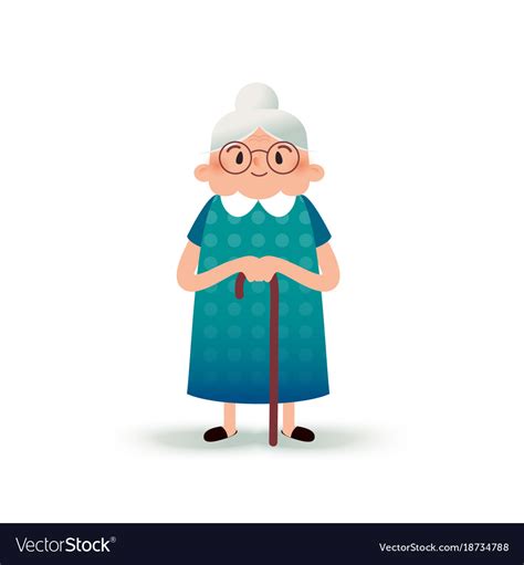 Old Lady With Cane Cartoon