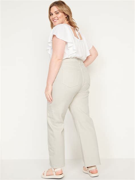 Extra High Waisted Wide Leg Ecru Jeans For Women Old Navy