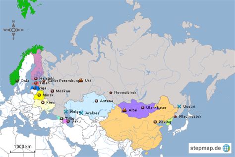 Die küste russlands weist eine gesamtlänge von 37.653 kilometern auf und. StepMap - Russland - Landkarte für Deutschland