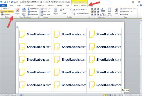How To Turn On The Label Template Gridlines In Ms Word Sheetlabels