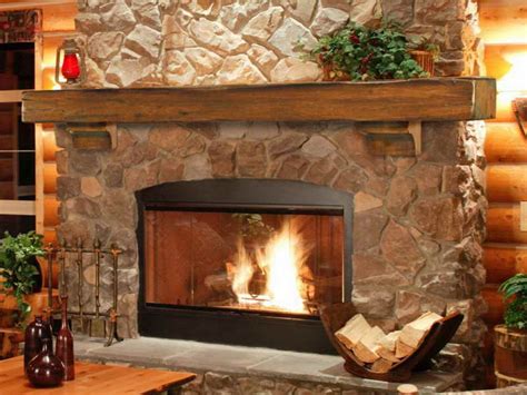 Decor & Tips: Natural Stone Fireplace Mantels With Wood Fireplace