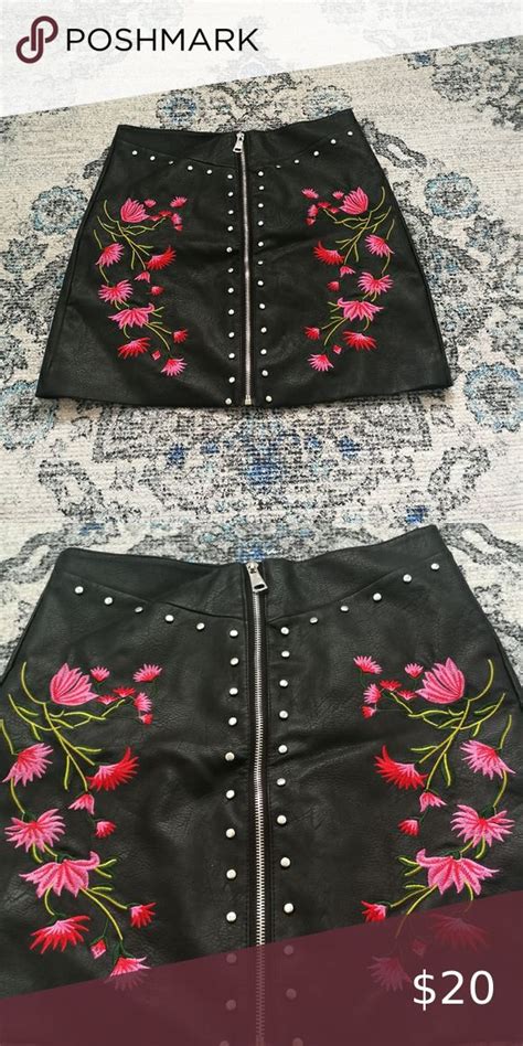 🌵🌵🌵fashion Embroidered Rivet Skirt Fashion Skirts Vintage Floral Skirt