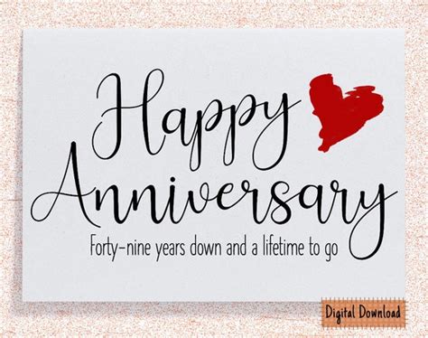 Printable 49th Anniversary Card 49th Anniversary T Forty Etsy