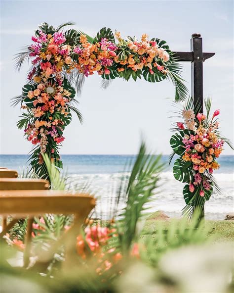 Colorful Tropical Wedding Ceremony Flower Arch Ceremony Flowers Wedding Ceremony Flowers