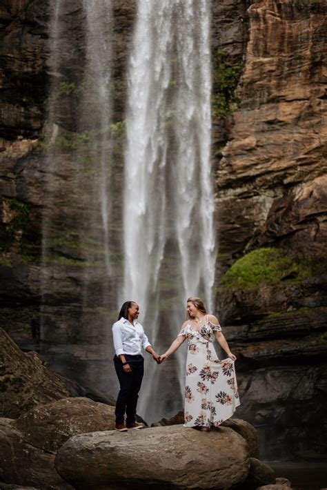 Waterfall Adventure Engagement Photos At Toccoa Falls