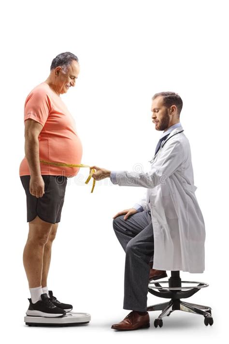 Doctor Measuring Waist On An Overweight Mature Man Stock Image Image